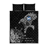Scotland Viking Ravens Quilt Bed Set Vegvisir Runes Pattern - Wonder Print Shop