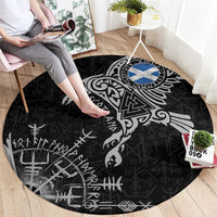Scotland Viking Ravens Round Carpet Vegvisir Runes Pattern - Wonder Print Shop