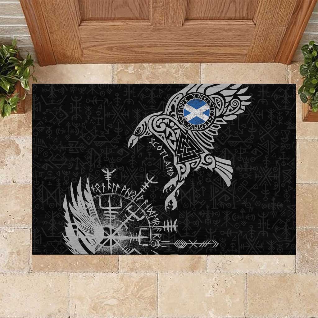 Scotland Viking Ravens Rubber Doormat Vegvisir Runes Pattern - Wonder Print Shop