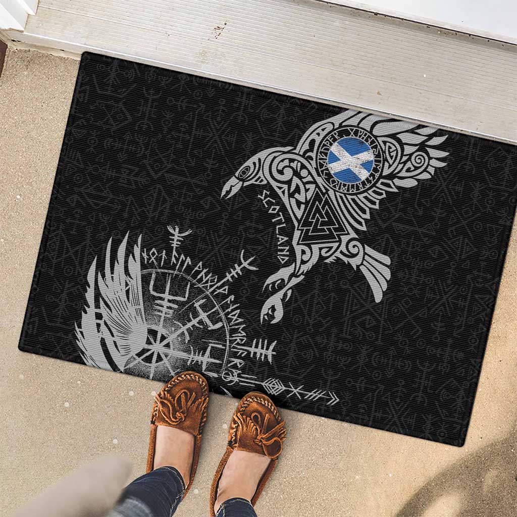 Scotland Viking Ravens Rubber Doormat Vegvisir Runes Pattern - Wonder Print Shop