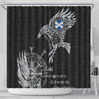 Scotland Viking Ravens Shower Curtain Vegvisir Runes Pattern - Wonder Print Shop