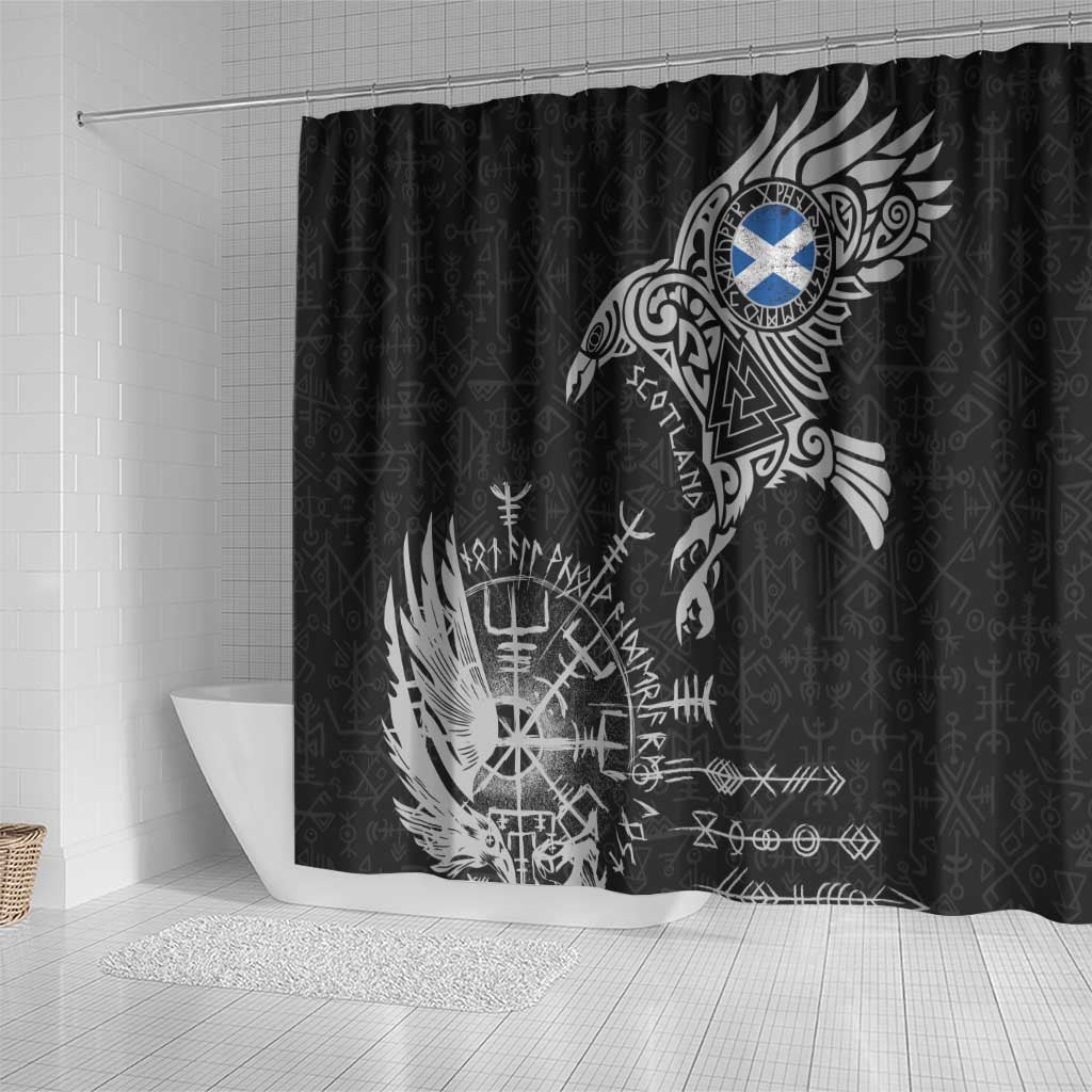 Scotland Viking Ravens Shower Curtain Vegvisir Runes Pattern - Wonder Print Shop