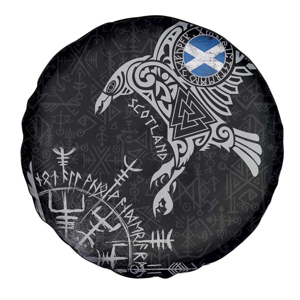 Scotland Viking Ravens Spare Tire Cover Vegvisir Runes Pattern - Wonder Print Shop