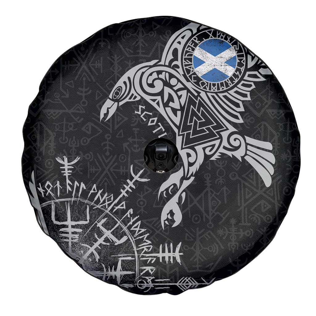 Scotland Viking Ravens Spare Tire Cover Vegvisir Runes Pattern - Wonder Print Shop