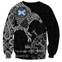 Scotland Viking Ravens Sweatshirt Vegvisir Runes Pattern - Wonder Print Shop