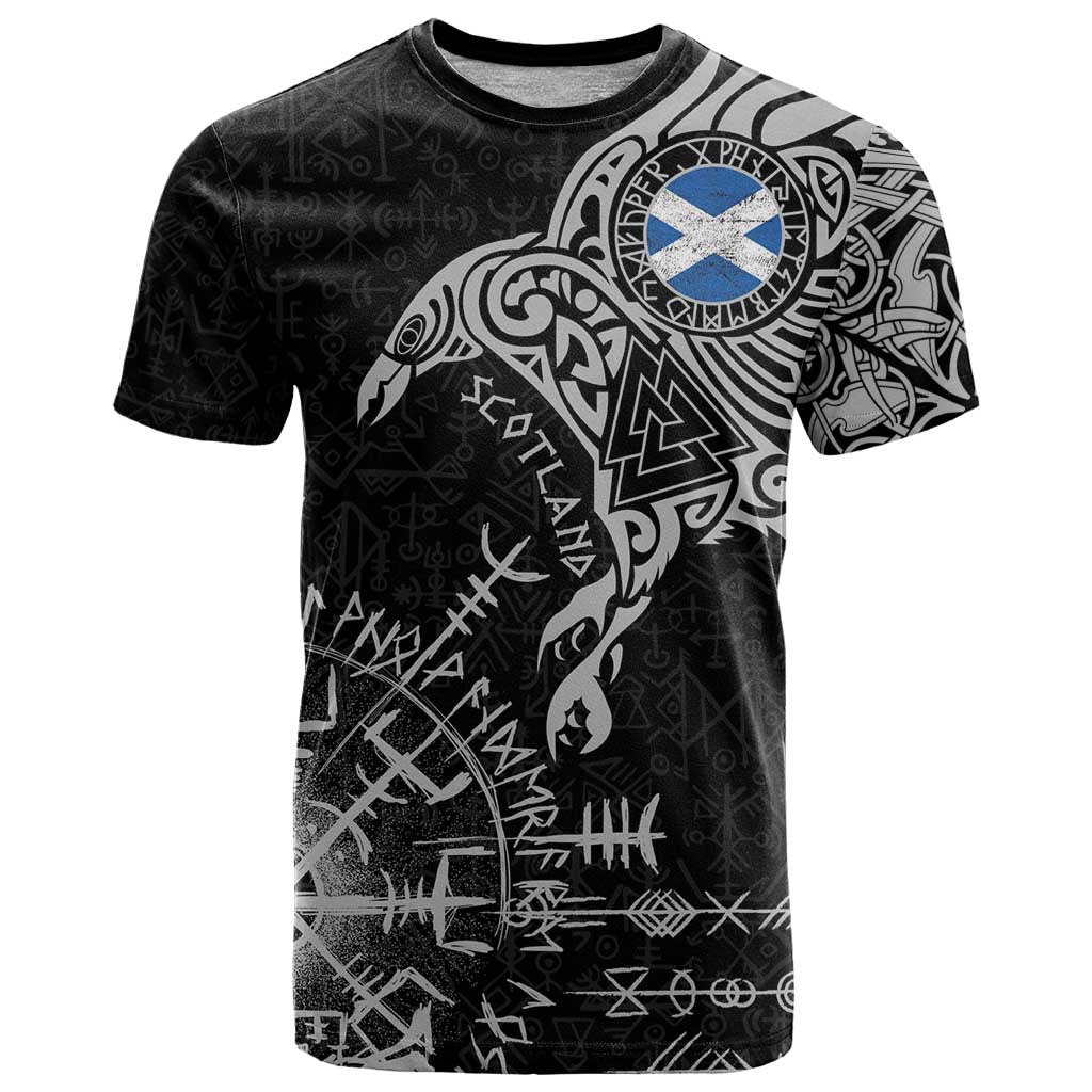 Scotland Viking Ravens T Shirt Vegvisir Runes Pattern - Wonder Print Shop