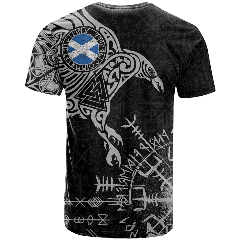 Scotland Viking Ravens T Shirt Vegvisir Runes Pattern - Wonder Print Shop