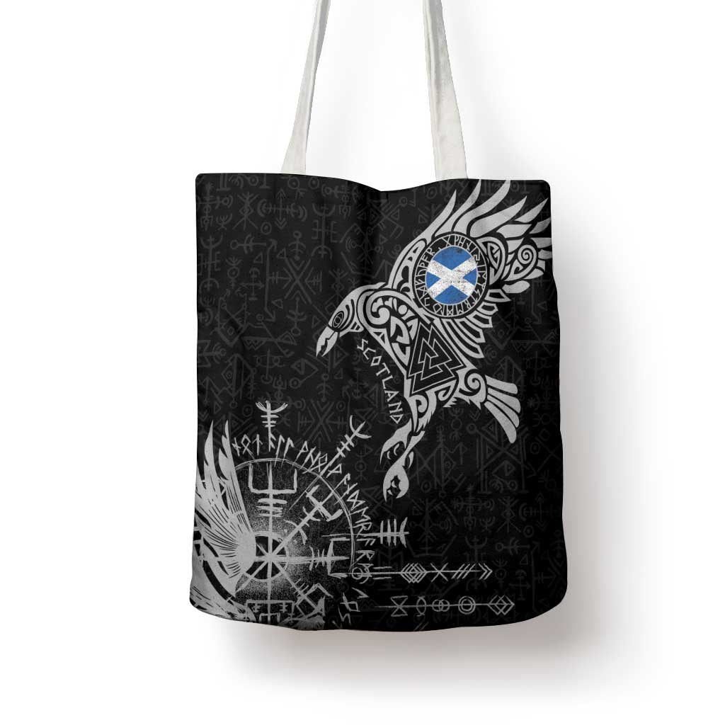 Scotland Viking Ravens Tote Bag Vegvisir Runes Pattern - Wonder Print Shop