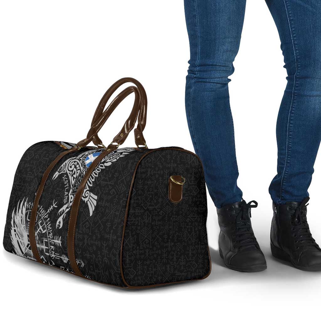 Scotland Viking Ravens Travel Bag Vegvisir Runes Pattern - Wonder Print Shop