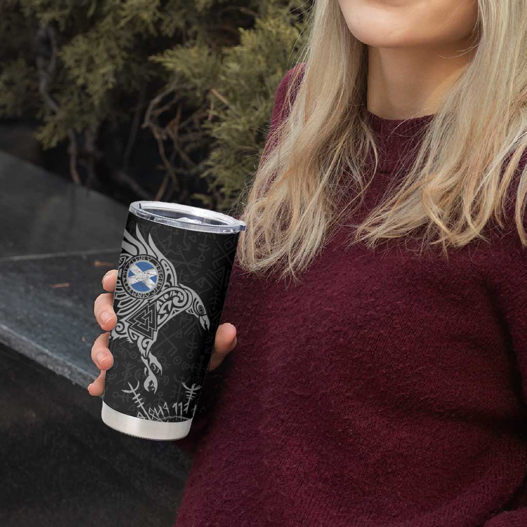 Scotland Viking Ravens Tumbler Cup Vegvisir Runes Pattern - Wonder Print Shop