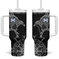 Scotland Viking Ravens Tumbler With Handle Vegvisir Runes Pattern - Wonder Print Shop