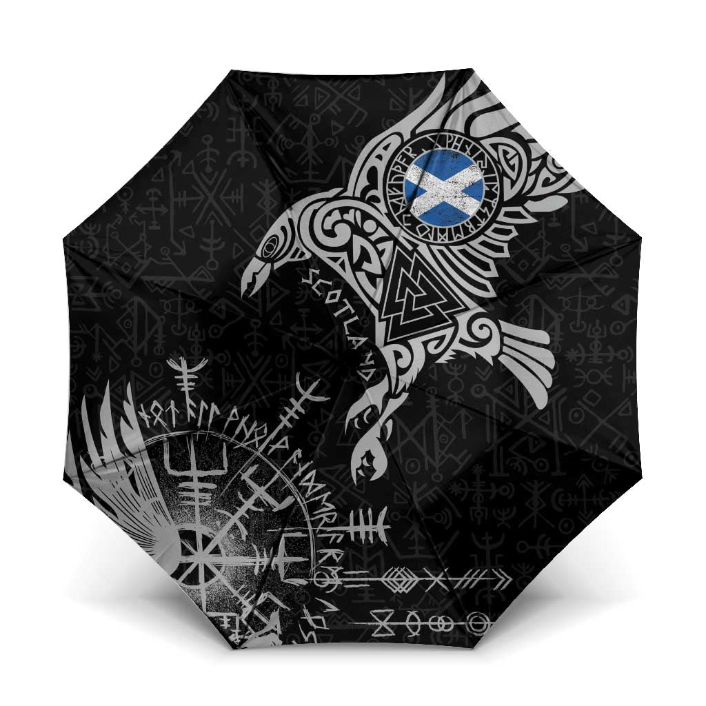Scotland Viking Ravens Umbrella Vegvisir Runes Pattern - Wonder Print Shop