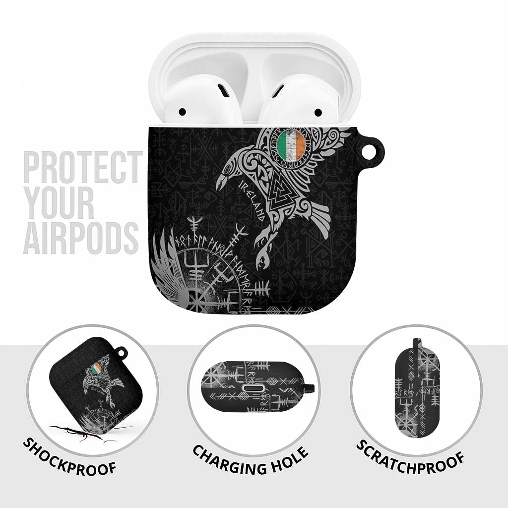 Ireland Viking Ravens AirPods Case Vegvisir Runes Pattern - Wonder Print Shop
