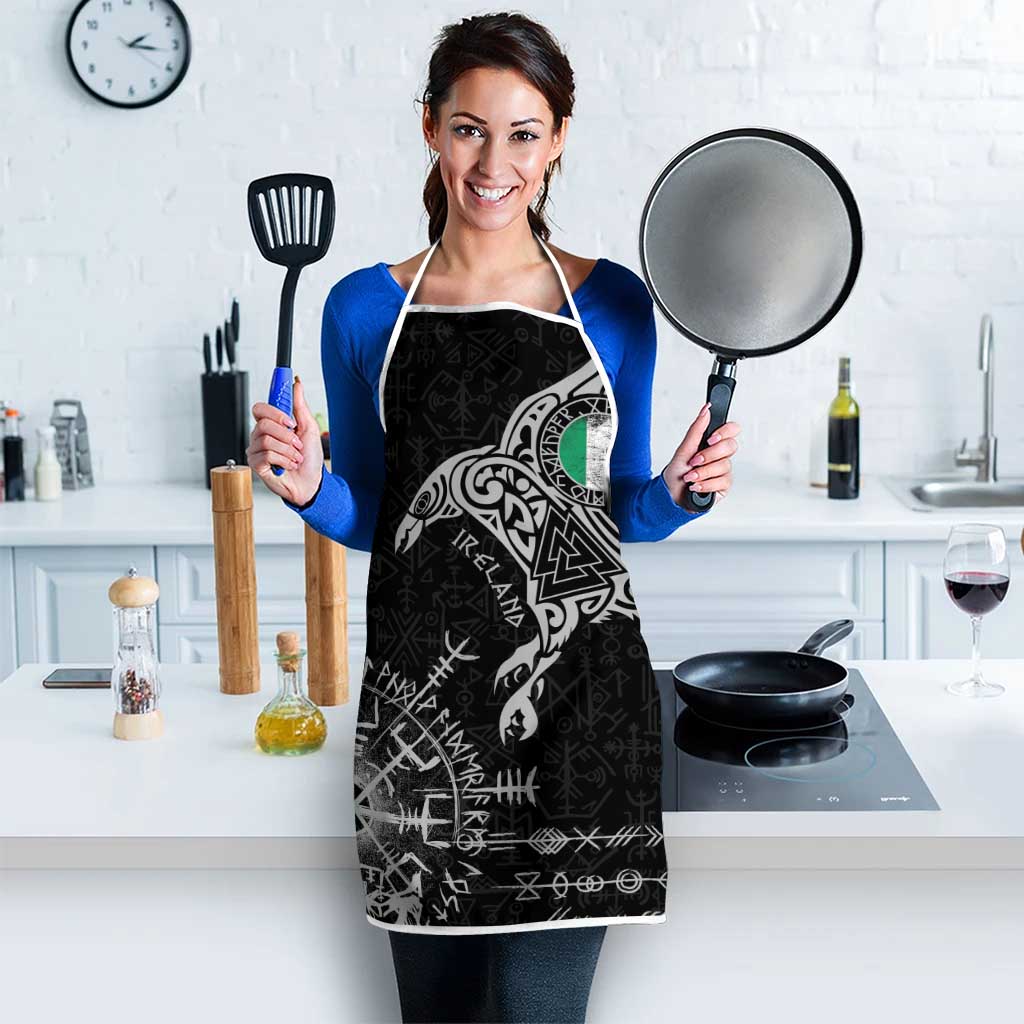 Ireland Viking Ravens Apron Vegvisir Runes Pattern - Wonder Print Shop