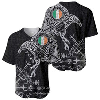 Ireland Viking Ravens Baseball Jersey Vegvisir Runes Pattern - Wonder Print Shop