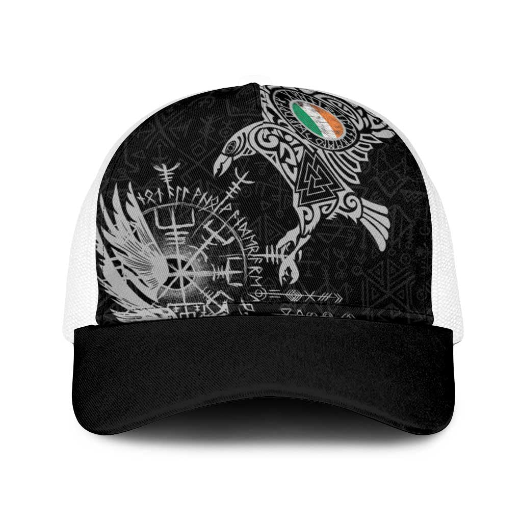 Ireland Viking Ravens Baseball Net Cap Vegvisir Runes Pattern - Wonder Print Shop