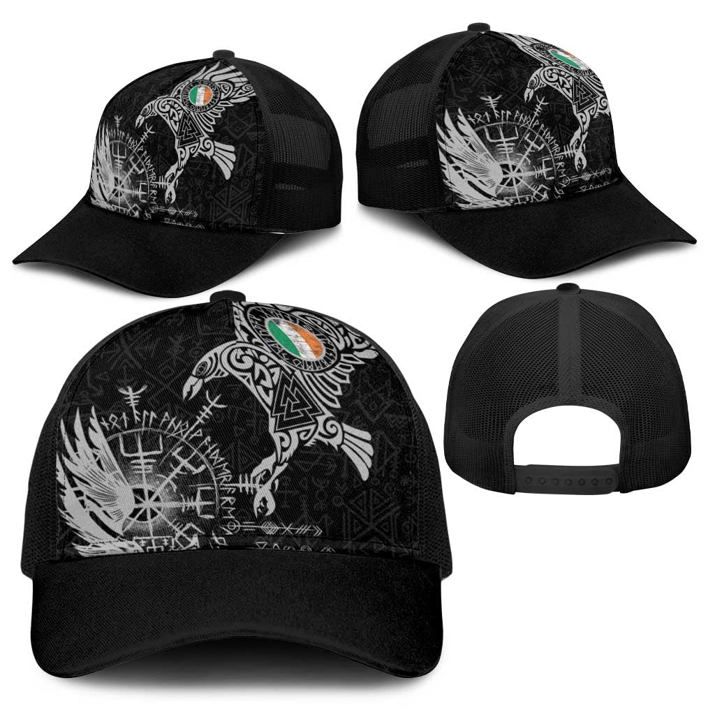Ireland Viking Ravens Baseball Net Cap Vegvisir Runes Pattern - Wonder Print Shop