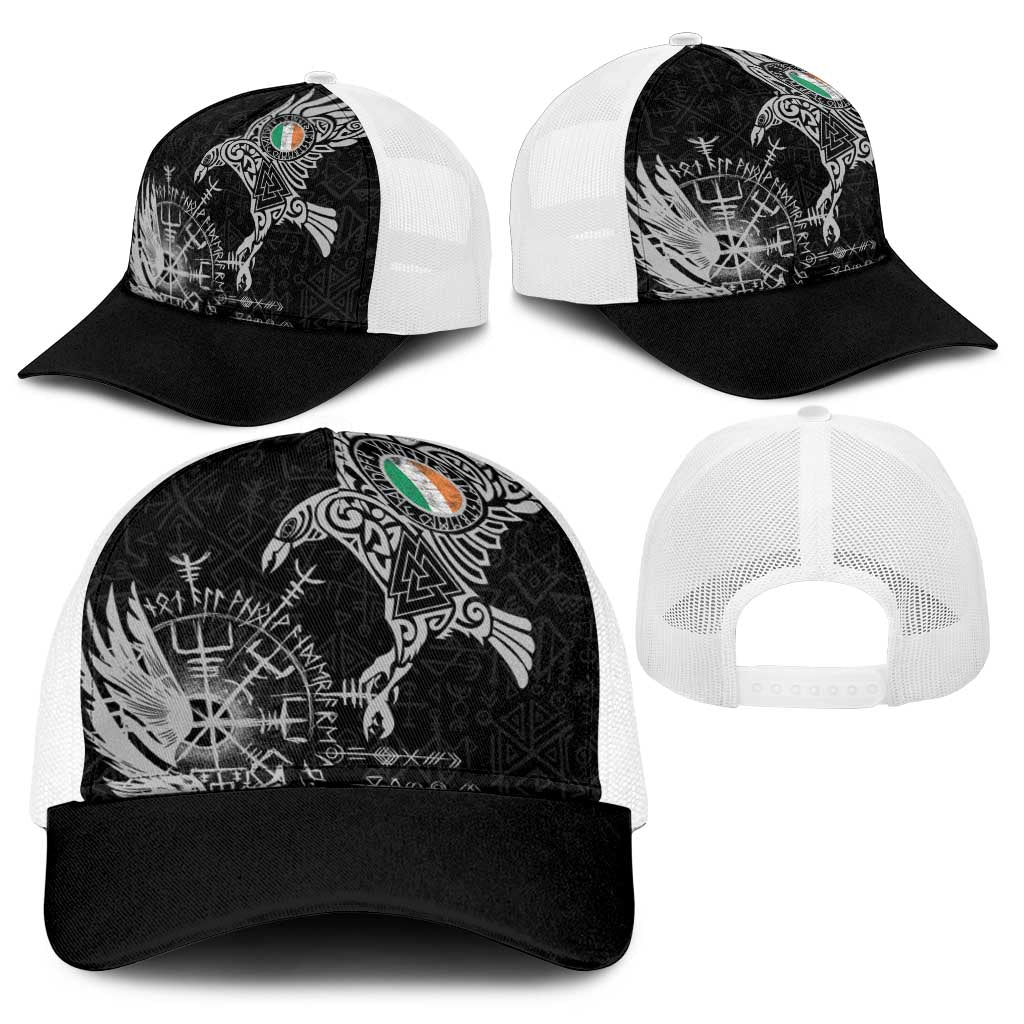 Ireland Viking Ravens Baseball Net Cap Vegvisir Runes Pattern - Wonder Print Shop