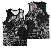 Ireland Viking Ravens Basketball Jersey Vegvisir Runes Pattern - Wonder Print Shop