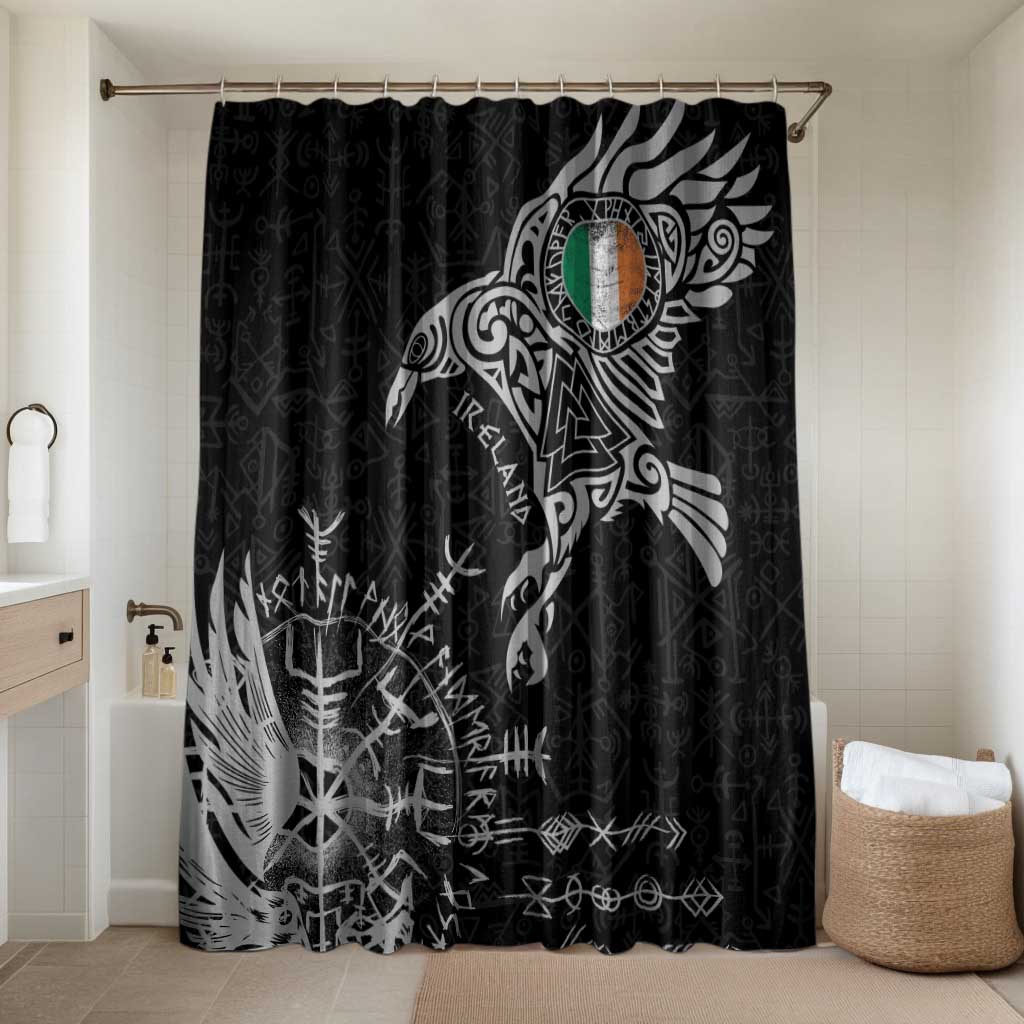 Ireland Viking Ravens Bathroom Set Vegvisir Runes Pattern - Wonder Print Shop