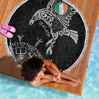 Ireland Viking Ravens Beach Blanket Vegvisir Runes Pattern - Wonder Print Shop