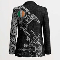 Ireland Viking Ravens Blazer Vegvisir Runes Pattern - Wonder Print Shop