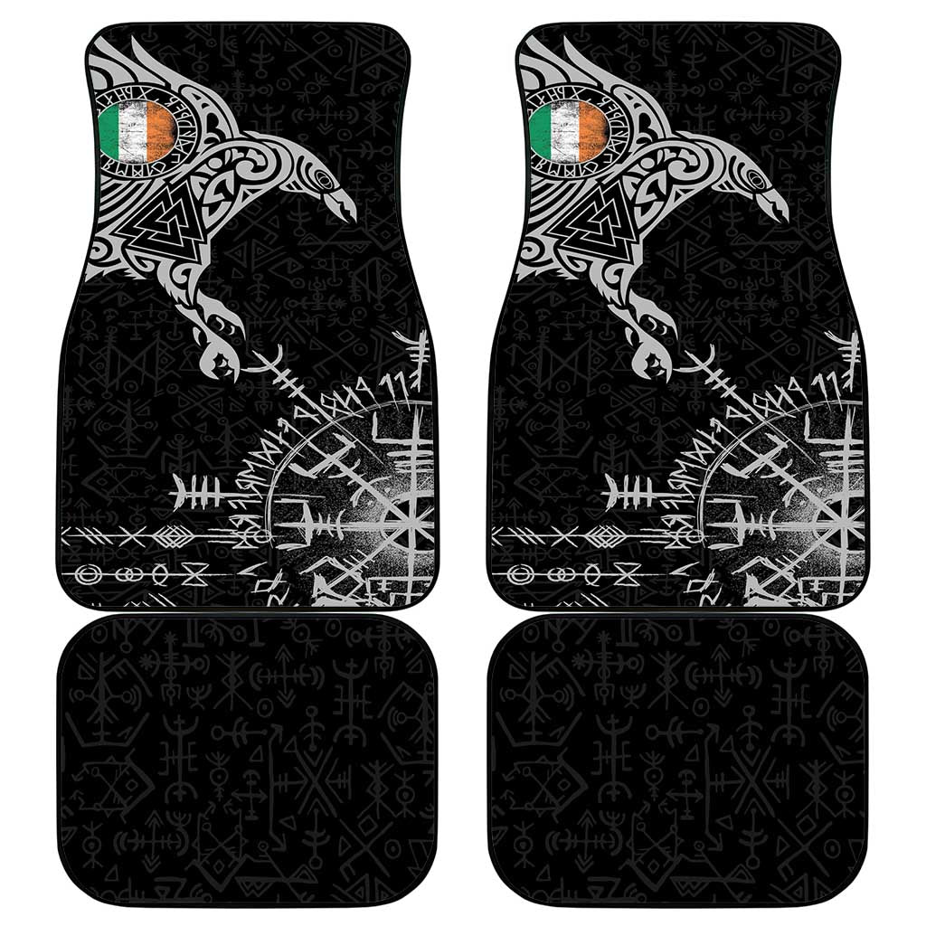 Ireland Viking Ravens Car Mats Vegvisir Runes Pattern - Wonder Print Shop