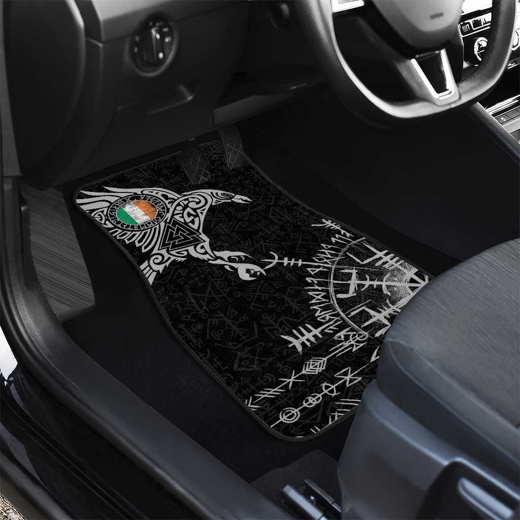 Ireland Viking Ravens Car Mats Vegvisir Runes Pattern - Wonder Print Shop