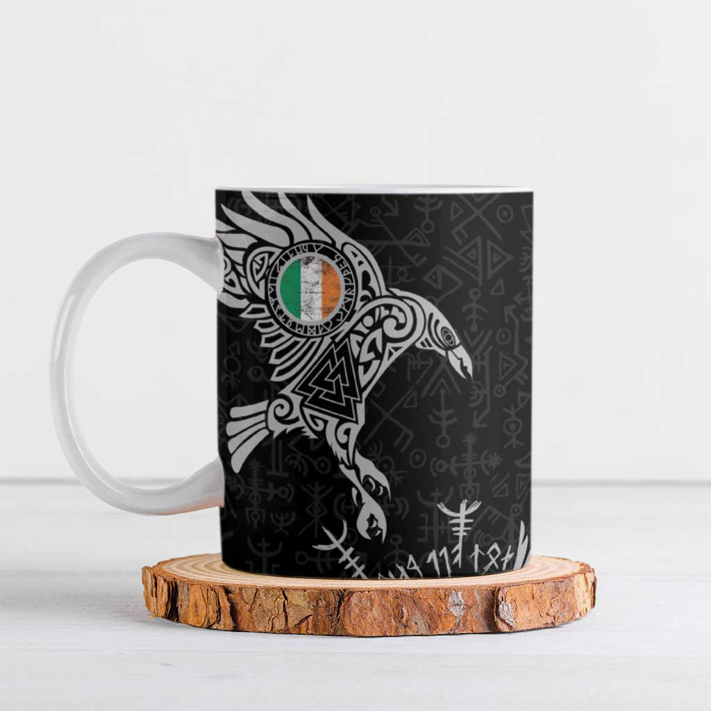 Ireland Viking Ravens Ceramic Mug Vegvisir Runes Pattern - Wonder Print Shop