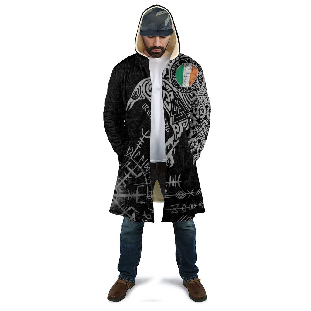 Ireland Viking Ravens Cloak Vegvisir Runes Pattern - Wonder Print Shop