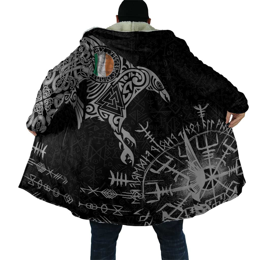 Ireland Viking Ravens Cloak Vegvisir Runes Pattern - Wonder Print Shop
