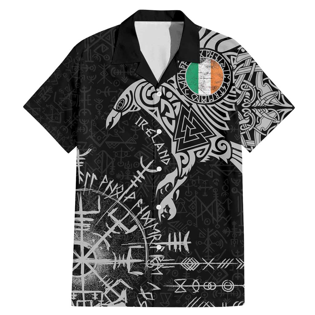 Ireland Viking Ravens Family Matching Mermaid Dress and Hawaiian Shirt Vegvisir Runes Pattern - Wonder Print Shop