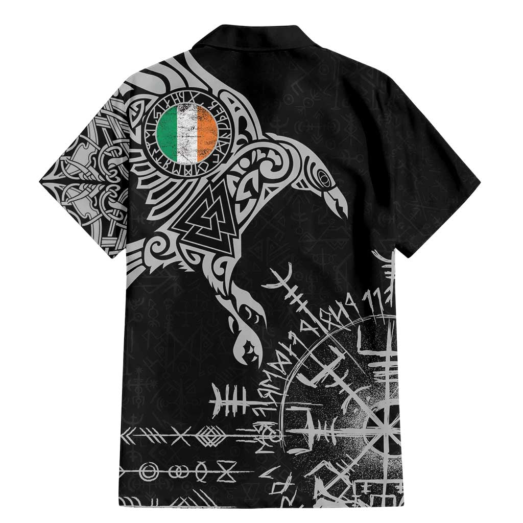 Ireland Viking Ravens Family Matching Mermaid Dress and Hawaiian Shirt Vegvisir Runes Pattern - Wonder Print Shop