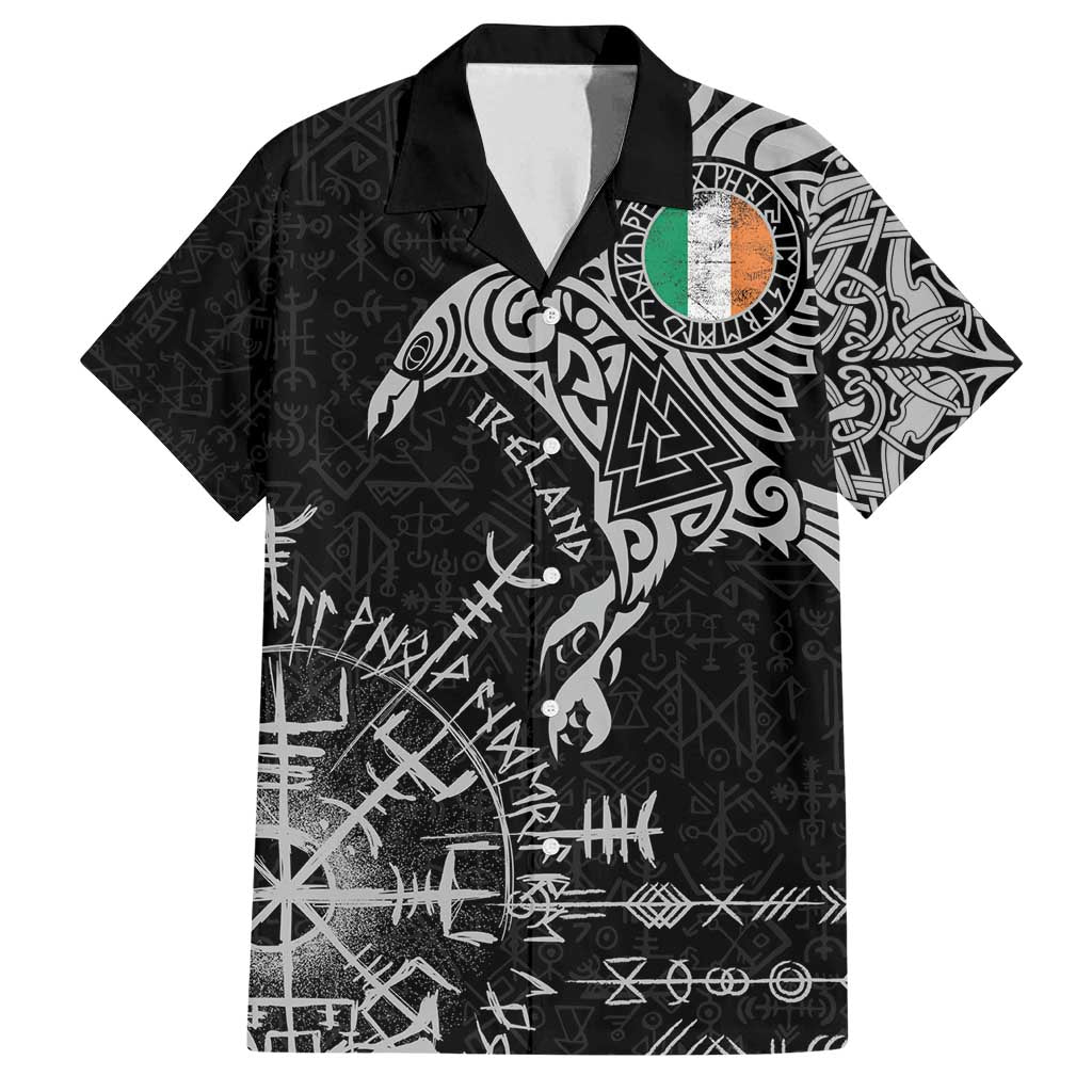 Ireland Viking Ravens Family Matching Puletasi and Hawaiian Shirt Vegvisir Runes Pattern - Wonder Print Shop
