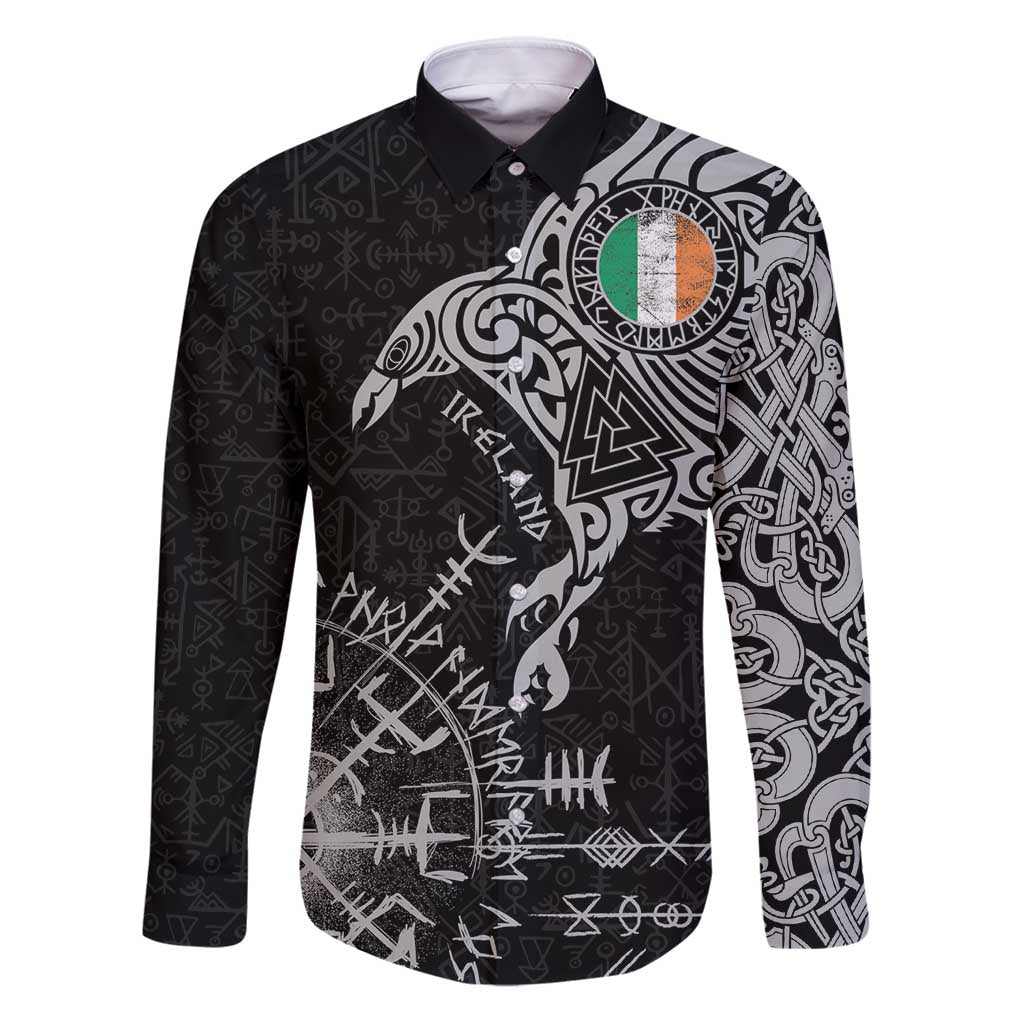 Ireland Viking Ravens Family Matching Puletasi and Hawaiian Shirt Vegvisir Runes Pattern - Wonder Print Shop