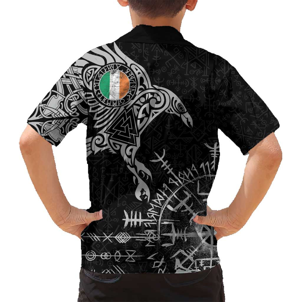 Ireland Viking Ravens Family Matching Summer Maxi Dress and Hawaiian Shirt Vegvisir Runes Pattern - Wonder Print Shop