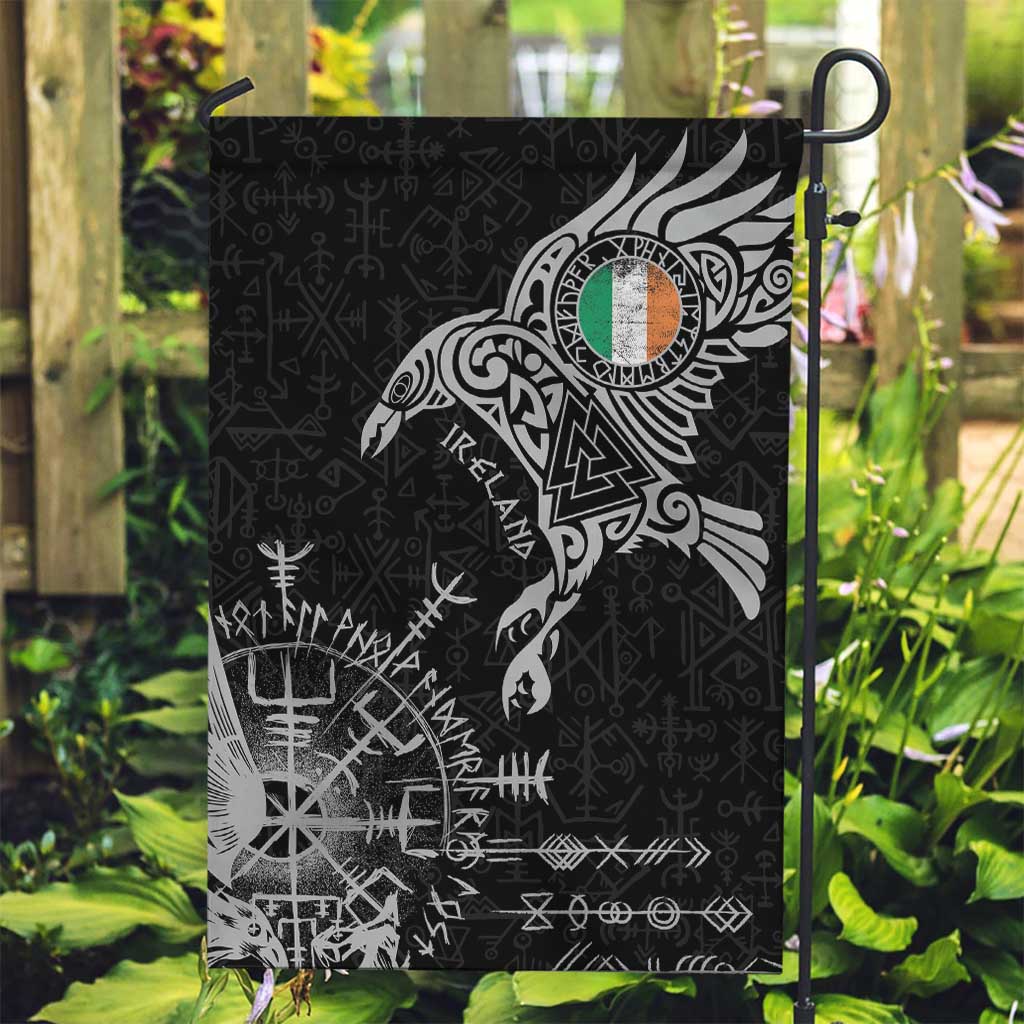 Ireland Viking Ravens Garden Flag Vegvisir Runes Pattern - Wonder Print Shop