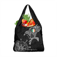 Ireland Viking Ravens Grocery Bag Vegvisir Runes Pattern - Wonder Print Shop