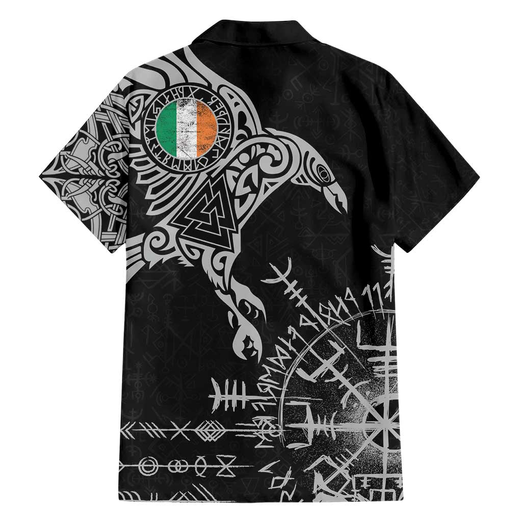 Ireland Viking Ravens Hawaiian Shirt Vegvisir Runes Pattern - Wonder Print Shop