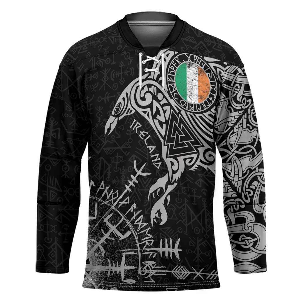 Ireland Viking Ravens Hockey Jersey Vegvisir Runes Pattern - Wonder Print Shop