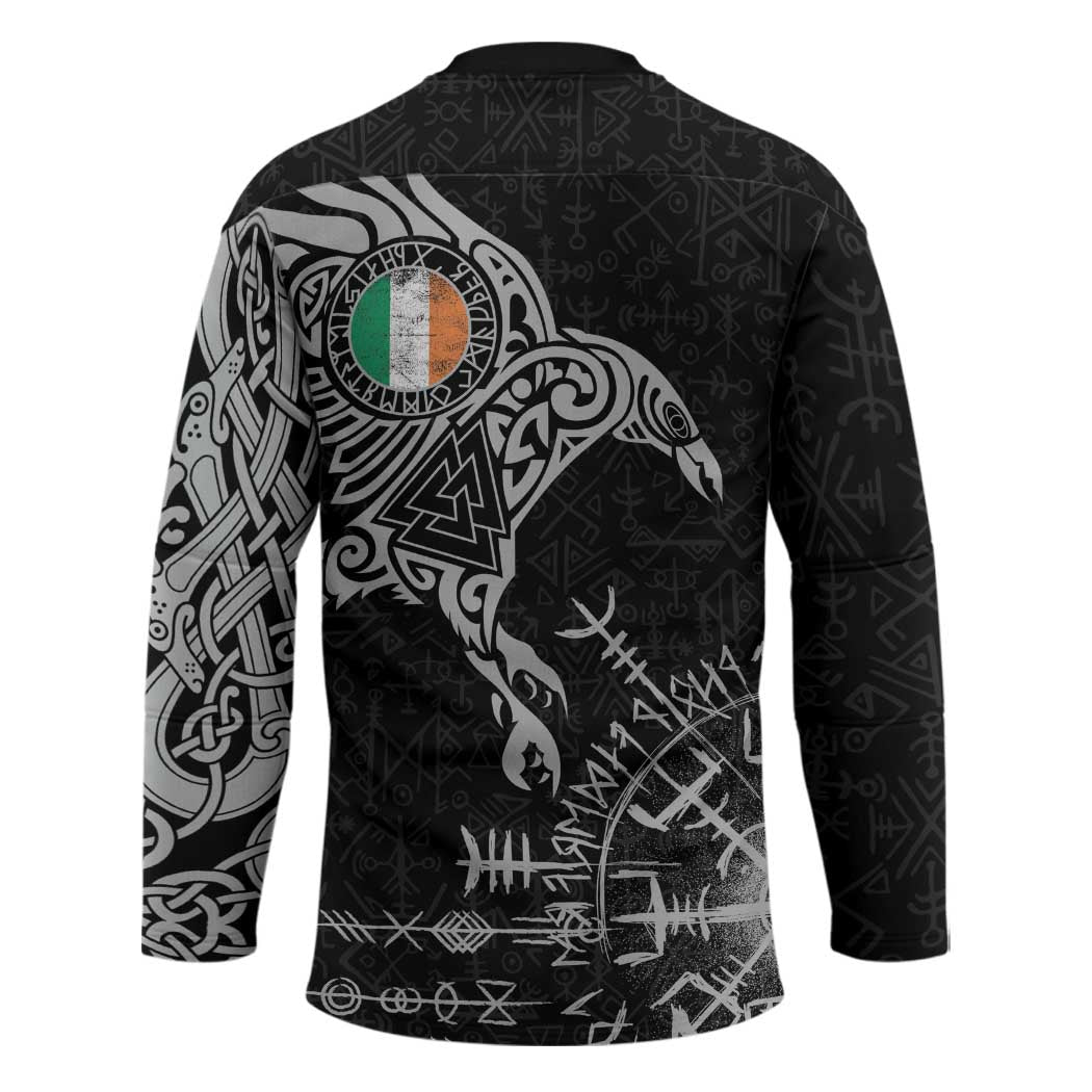 Ireland Viking Ravens Hockey Jersey Vegvisir Runes Pattern - Wonder Print Shop