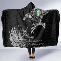Ireland Viking Ravens Hooded Blanket Vegvisir Runes Pattern - Wonder Print Shop