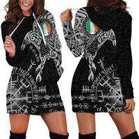 Ireland Viking Ravens Hoodie Dress Vegvisir Runes Pattern - Wonder Print Shop
