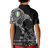 Ireland Viking Ravens Kid Polo Shirt Vegvisir Runes Pattern - Wonder Print Shop