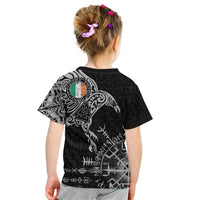 Ireland Viking Ravens Kid T Shirt Vegvisir Runes Pattern - Wonder Print Shop