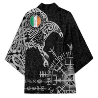 Ireland Viking Ravens Kimono Vegvisir Runes Pattern - Wonder Print Shop
