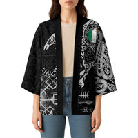Ireland Viking Ravens Kimono Vegvisir Runes Pattern - Wonder Print Shop