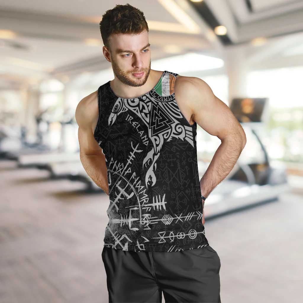 Ireland Viking Ravens Men Tank Top Vegvisir Runes Pattern - Wonder Print Shop
