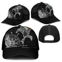 Ireland Viking Ravens Mesh Trucker Cap Vegvisir Runes Pattern - Wonder Print Shop