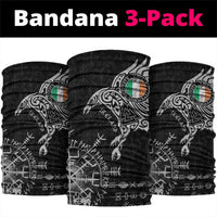 Ireland Viking Ravens Neck Gaiter Vegvisir Runes Pattern - Wonder Print Shop